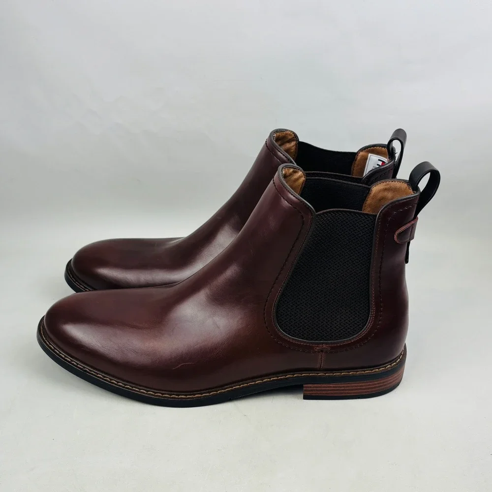 Tommy Hilfiger Vitus Chelsea Boot Mens 11 Brown Pull On Ankle Boots TMVITUS2